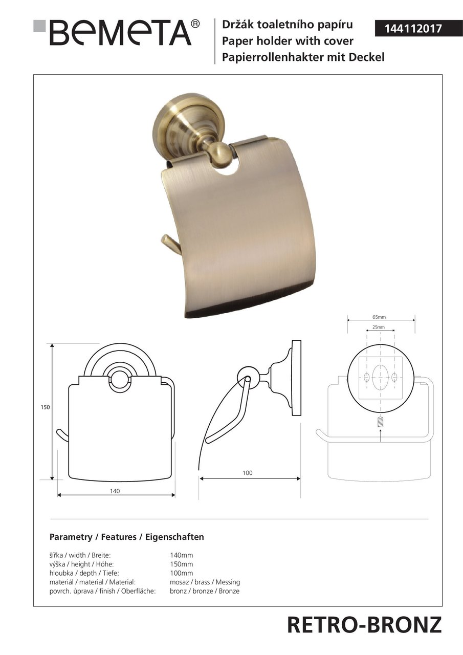 Тримач для туалетного паперу Retro (144112017), Bemeta - Зображення 169203-4fe0d.jpg
