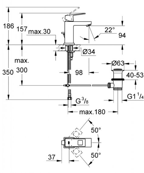 Змішувач для умивальника S-Size Eurocube (23127000), Grohe - Зображення 169350-b2e53.jpg