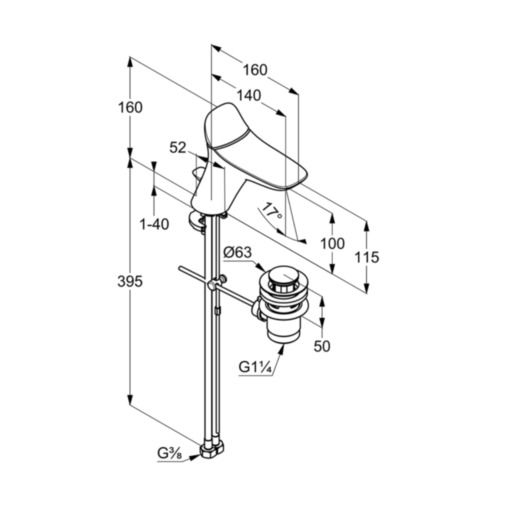 Змішувач для умивальника DN 15 Ambienta (530230575), Kludi - Зображення 169485-54a17.jpg