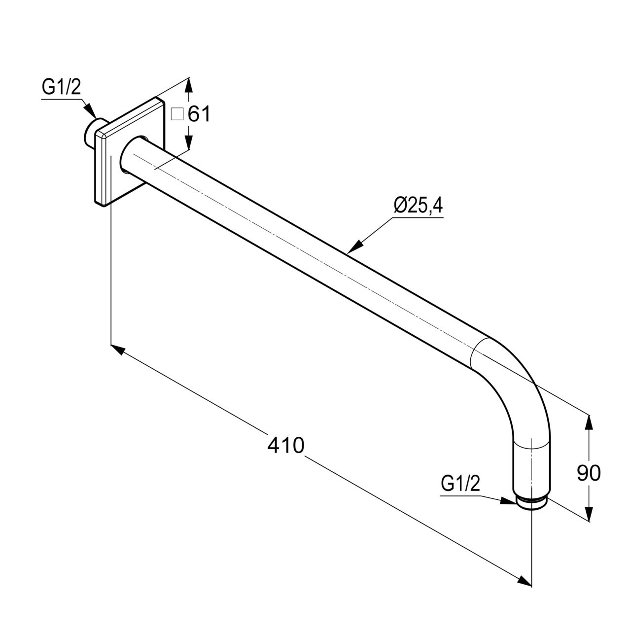 Душевой кронштейн DN 15 A-QA (6653405-00), Kludi - Зображення 169488-d0def.jpg