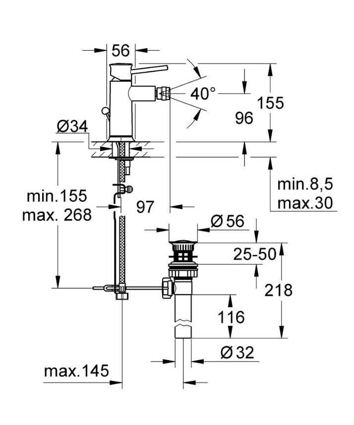 Змішувач для біде BauClassic (32864000), Grohe - Зображення 169490-0f1cb.jpg