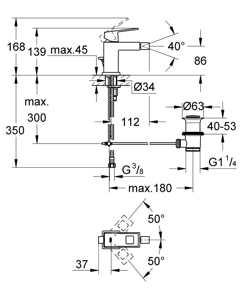 Смеситель для биде S-Size Eurocube (23138000), Grohe - Зображення 169500-9b1f0.jpg
