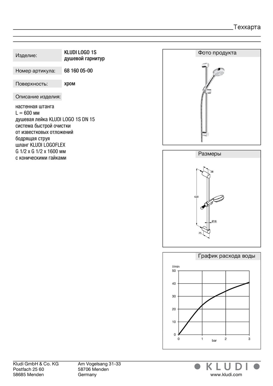 Душовий набір 1S Logo (6816005-00), Kludi - Зображення 169506-ecf69.jpg