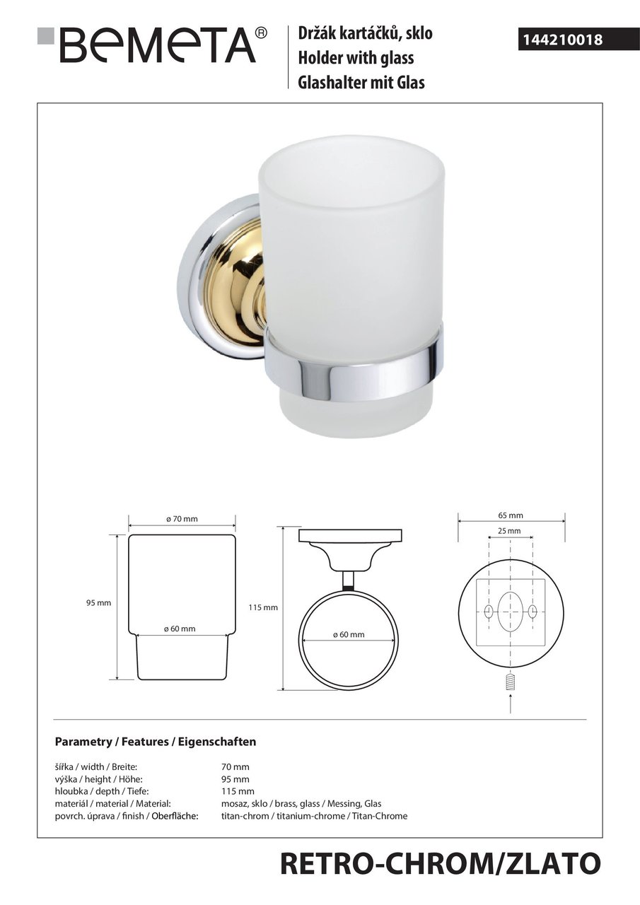 Стакан з тримачем Retro (144210018), Bemeta - Зображення 169845-a57d0.jpg