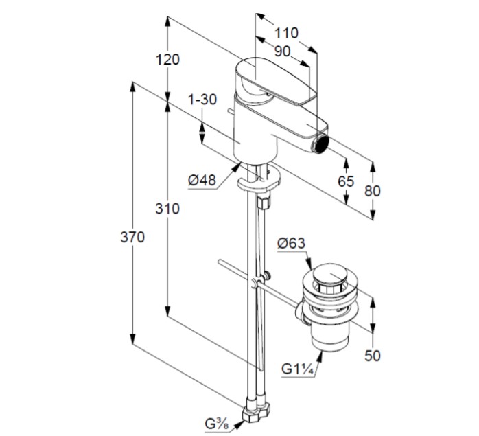 Змішувач для біде DN 15 Pure&Solid (342160575), Kludi - Зображення 170044-b8488.jpg