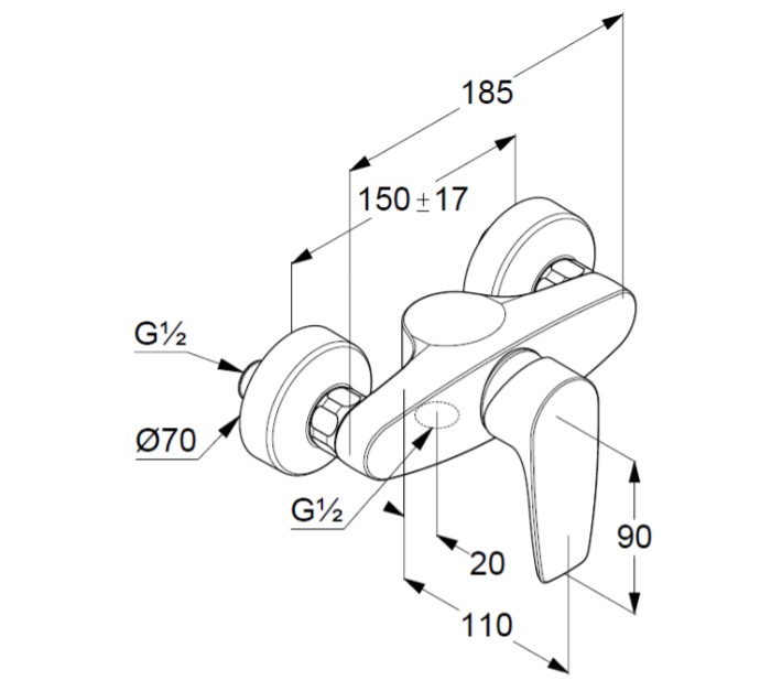 Змішувач для душу DN 15 Pure&Solid (348410575), Kludi - Зображення 170045-038c9.jpg