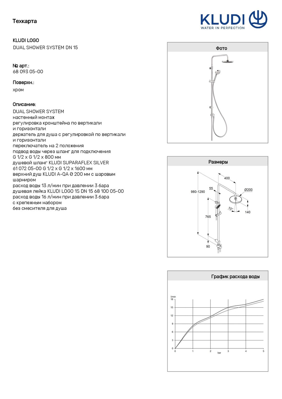 Душовий набір Dual Shower System Logo (6809305-00), Kludi - Зображення 170075-7c9fb.jpg