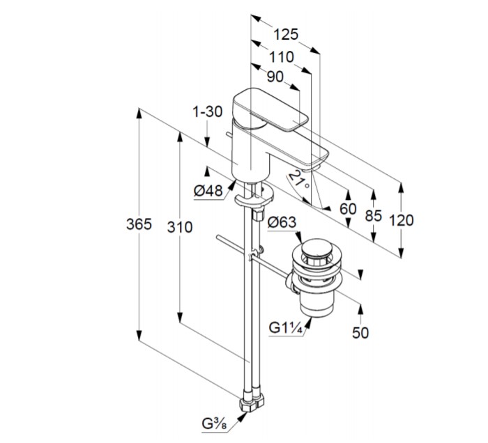 Змішувач для умивальника 60 DN 15 Pure&Style (403850575), Kludi - Зображення 170209-89ee0.jpg