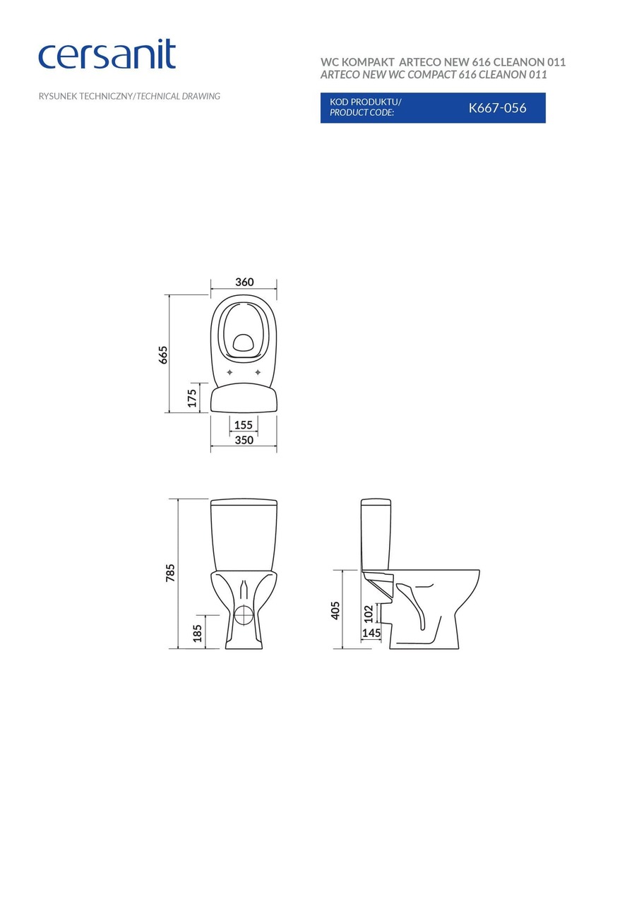 Компакт 616 Arteco 011 New Clean On з кришкою дюропласт soft-close (CCKZ1014021894), Cersanit - Зображення 170303-dc1ba.jpg