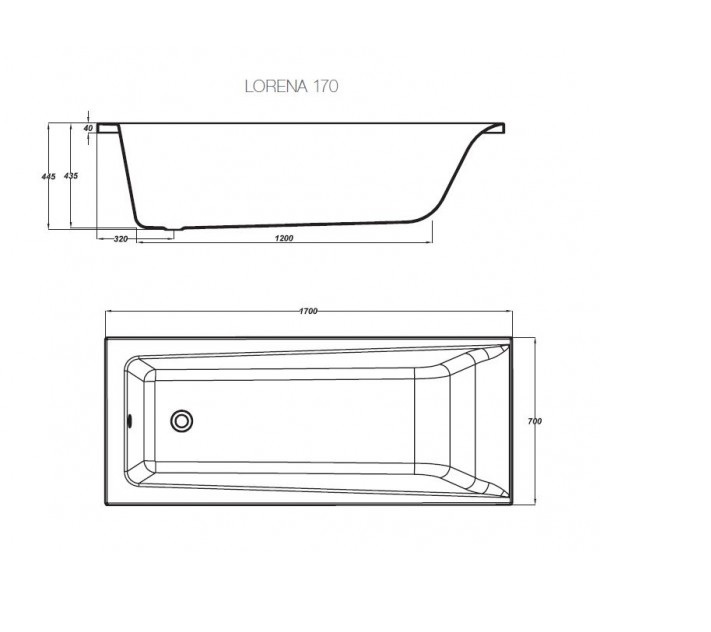 Ванна прямокутна Lorena 170x70, Cersanit - Зображення 170351-a1105.jpg
