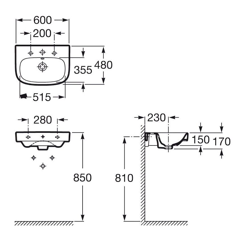 Умивальник Debba 600х480 (A325994000), Roca - Зображення 170378-b0049.jpg