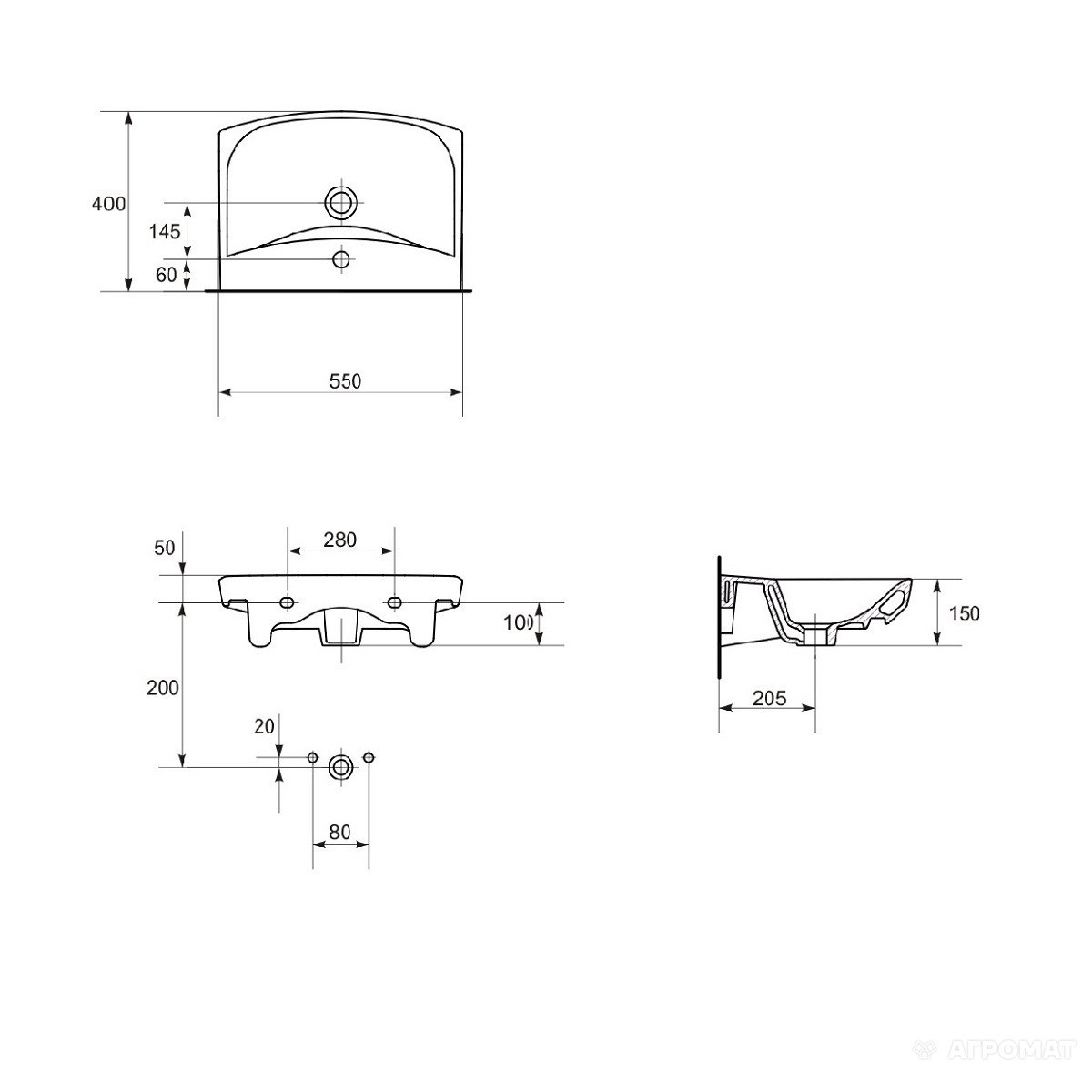Умивальник 55 см Саrina (CCWS1000850800), Cersanit - Зображення 170606-4dd5f.jpg