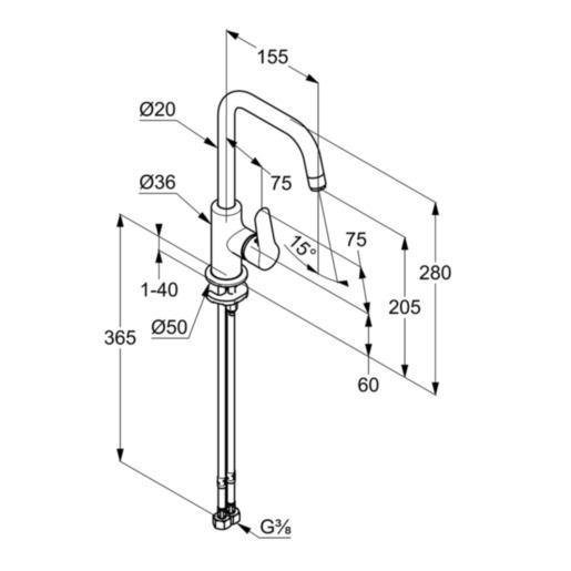 Змішувач для умивальника DN 15 Objekta (320240575), Kludi - Зображення 170623-c40ff.jpg