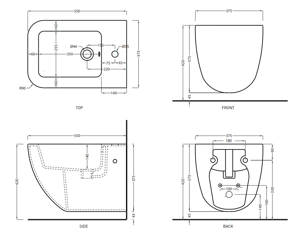 Биде подвесное Shui Comfort (SHCOBS), CIELO - Зображення 170633-022db.jpg