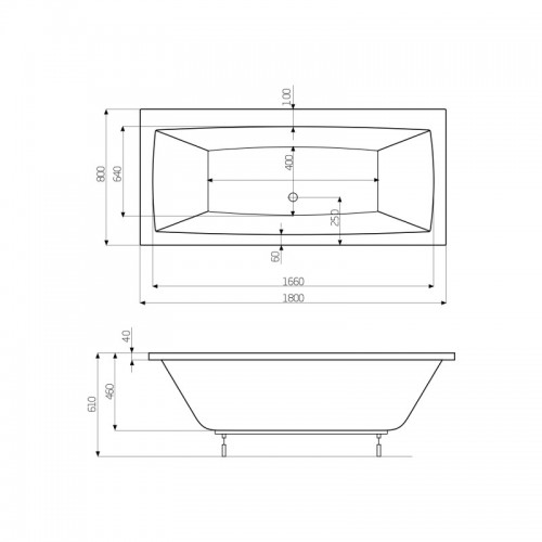 Ванна прямоугольная Vita 180х80, Roca - Зображення 170659-09e41.jpg
