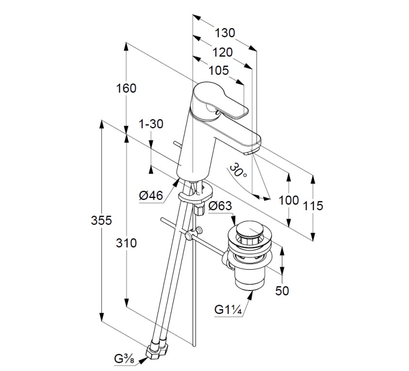 Змішувач для умивальника 100 DN 15 Pure&Easy (372909165) білий, Kludi - Зображення 170737-6f358.jpg