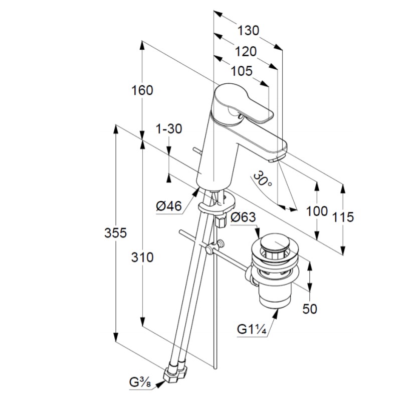 Змішувач для умивальника 100 DN 15 Pure&Easy (372900565), Kludi - Зображення 170738-d5bec.jpg