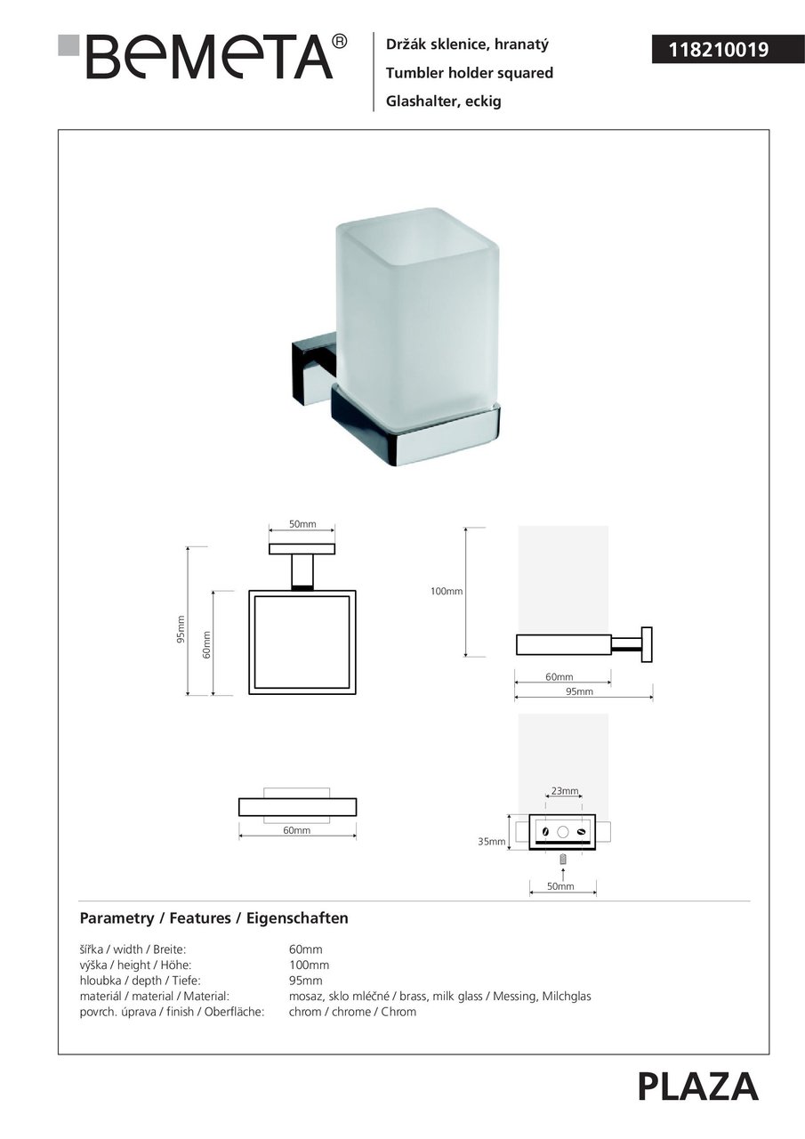 Стакан з тримачем Plaza (118210019), Bemeta - Зображення 170894-0f5cd.jpg