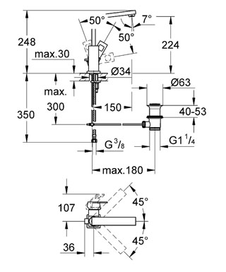 Змішувач для умивальника L-Size Eurocube (23135000), Grohe - Зображення 170927-8b8c0.jpg