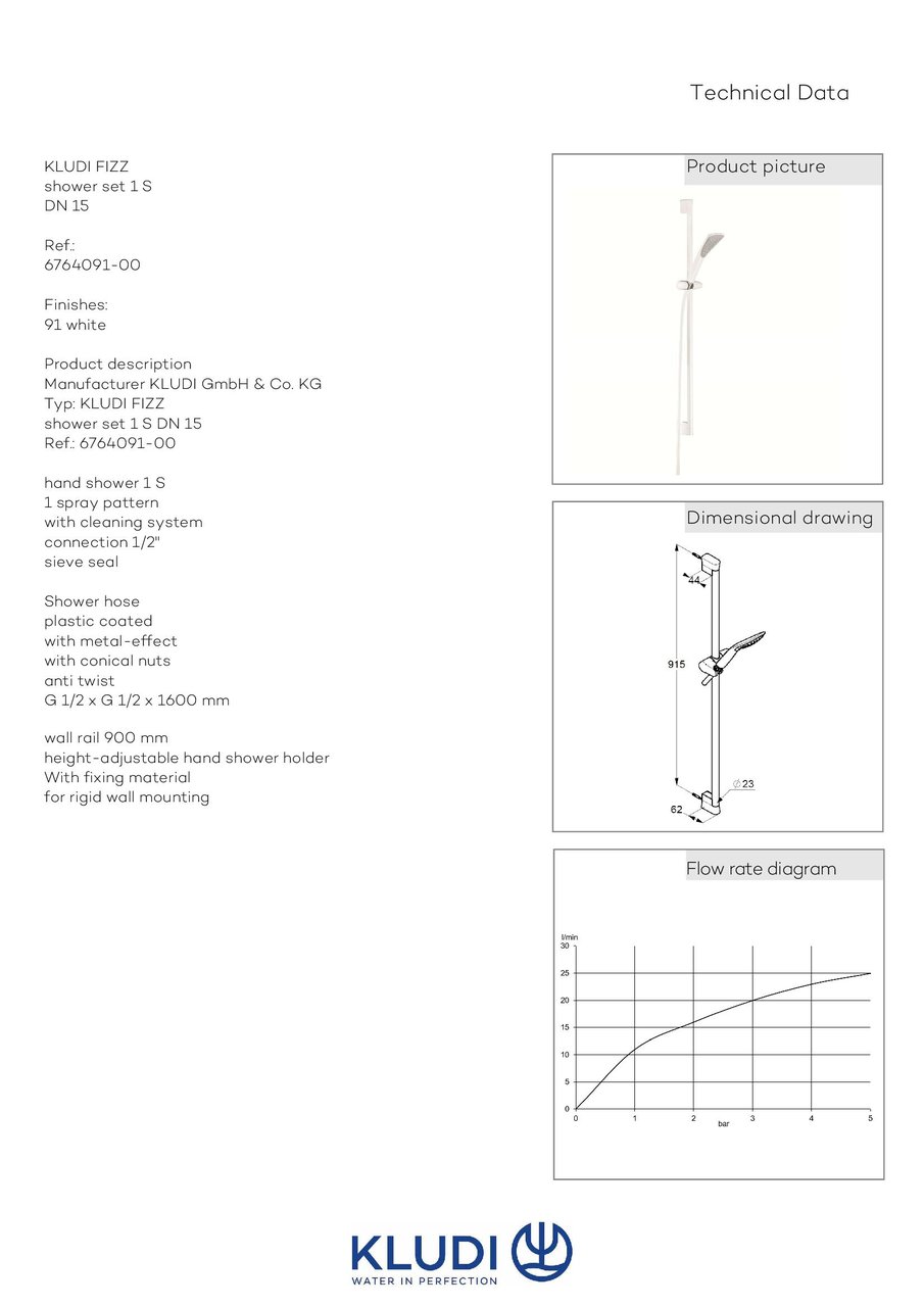 Душовий набір 1S Fizz (6764091-00) білий, Kludi - Зображення 170932-73963.jpg