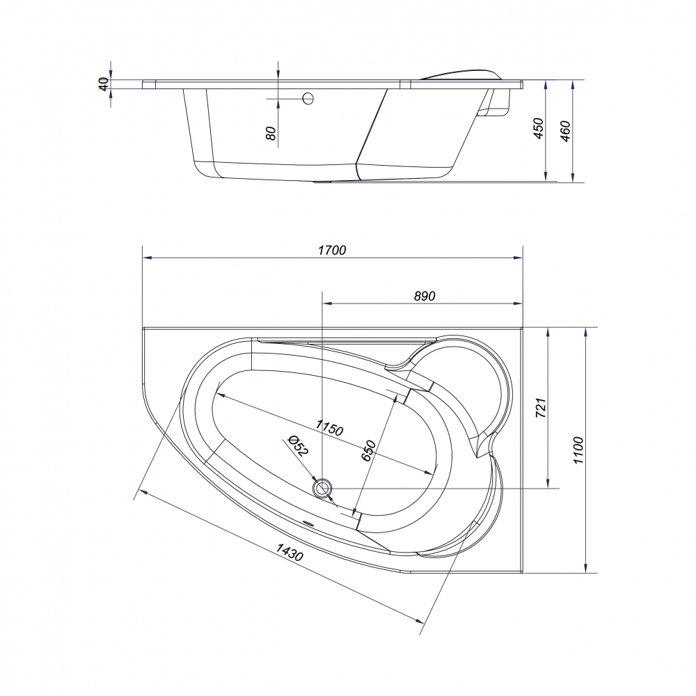 Ванна асиметрична права Kaliope 170x110 Cersanit - Зображення 170980-0bf05.jpg