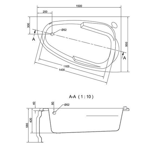 Ванна асиметрична права Joanna 150x95, Cersanit - Зображення 170982-22787.jpg