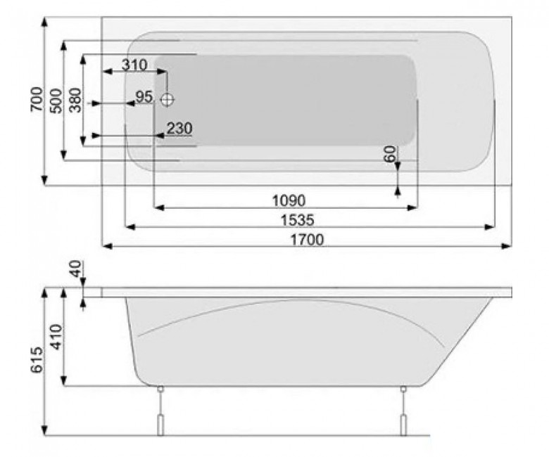 Ванна прямокутна Klio 170х70, POOL SPA - Зображення 171396-6b704.jpg