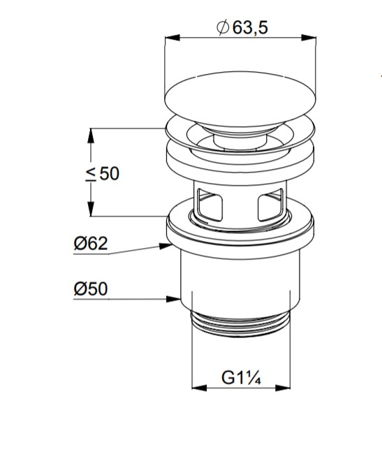 Донний клапан Push-Open (1042405-00), Kludi - Зображення 171647-e309f.jpg