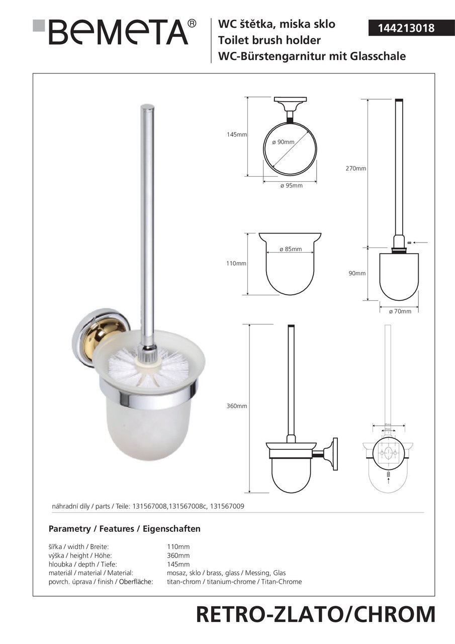Туалетна щітка з тримачем Retro (144213018), Bemeta - Зображення 171818-f0ec1.jpg