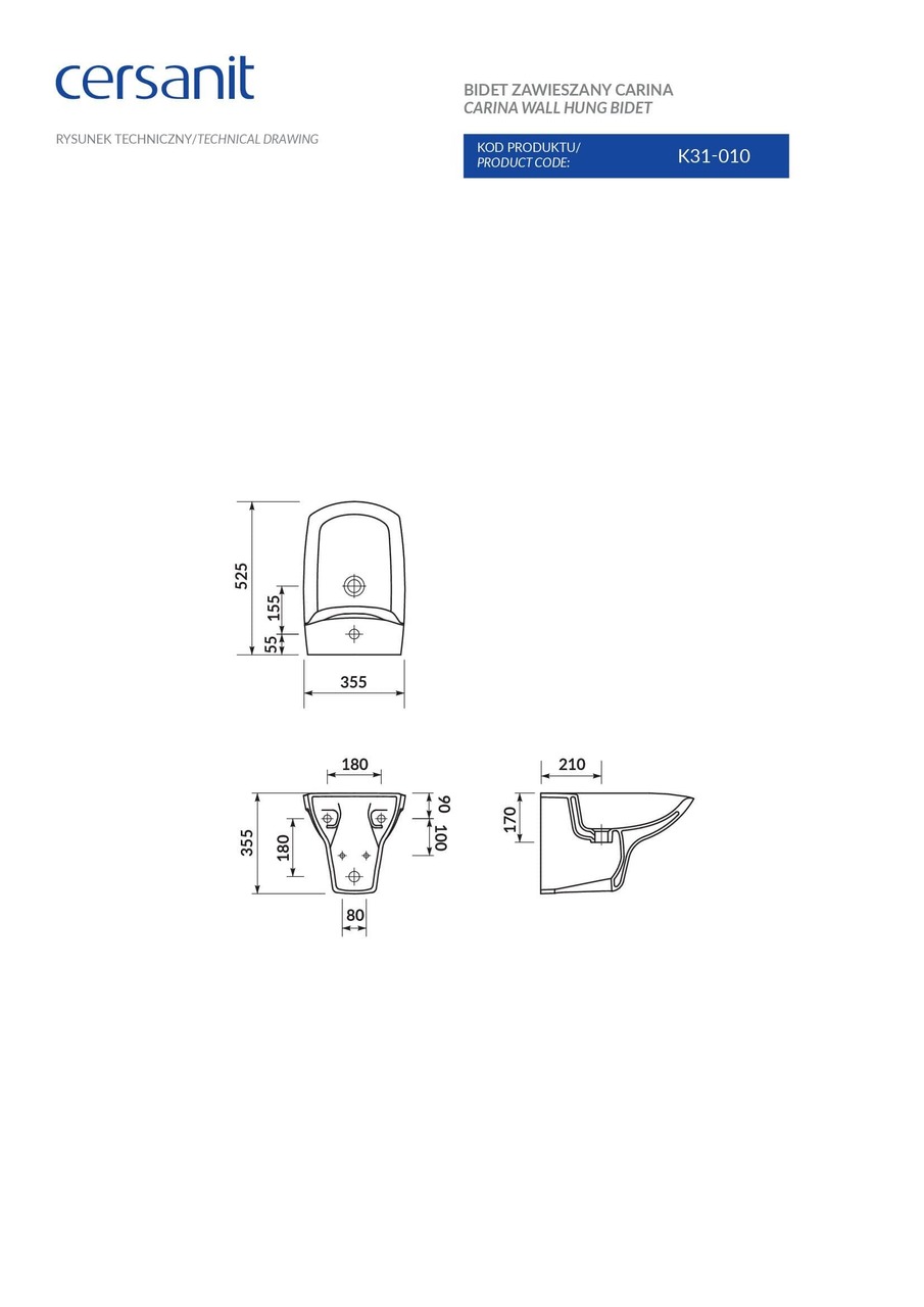 Біде підвісне Carina (CCBW1000150831), Cersanit - Зображення 171856-3cd76.jpg