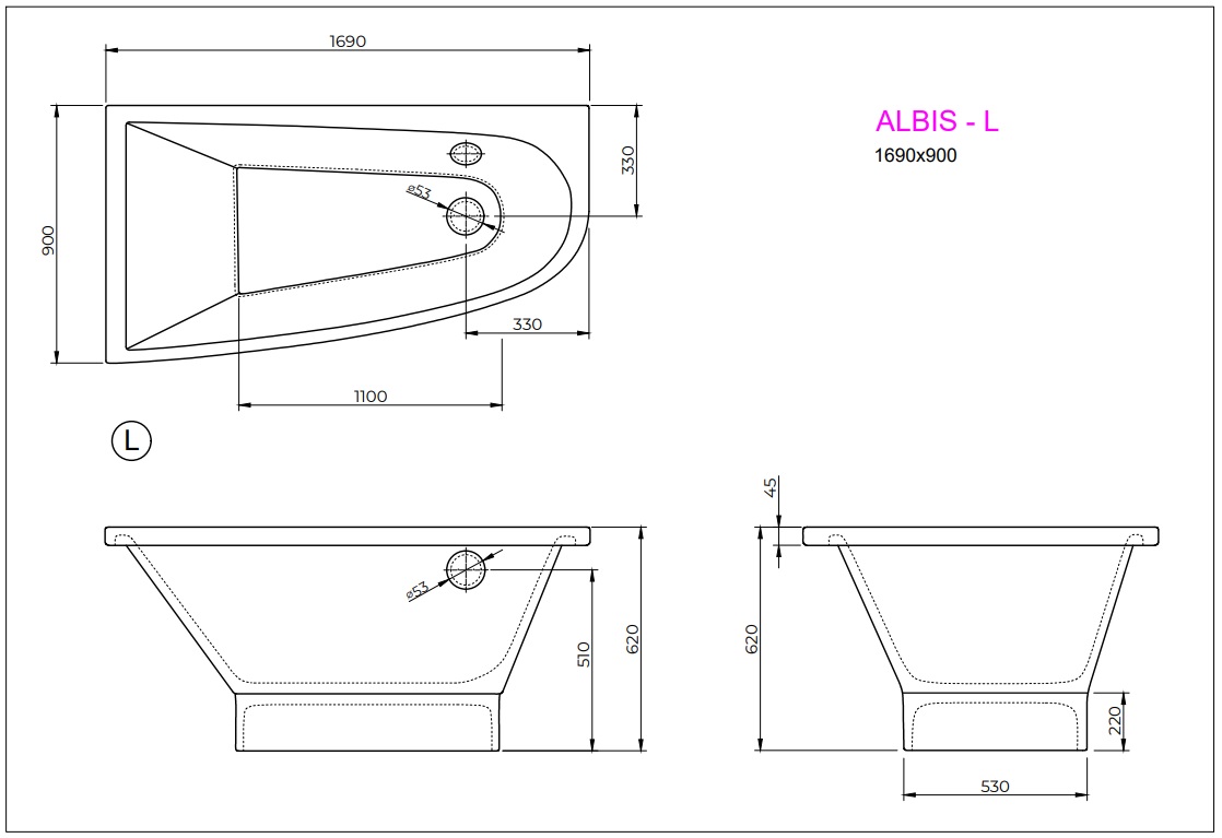 Ванна ALBIS L 170x90 White StudioStone - Зображення 171920222-265e9.jpg
