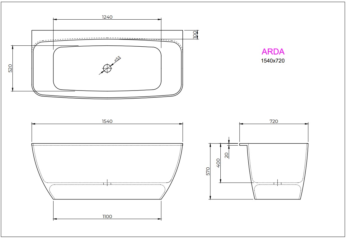 Ванна ARDA 154x72 White StudioStone - Зображення 171920227-bfac7.jpg