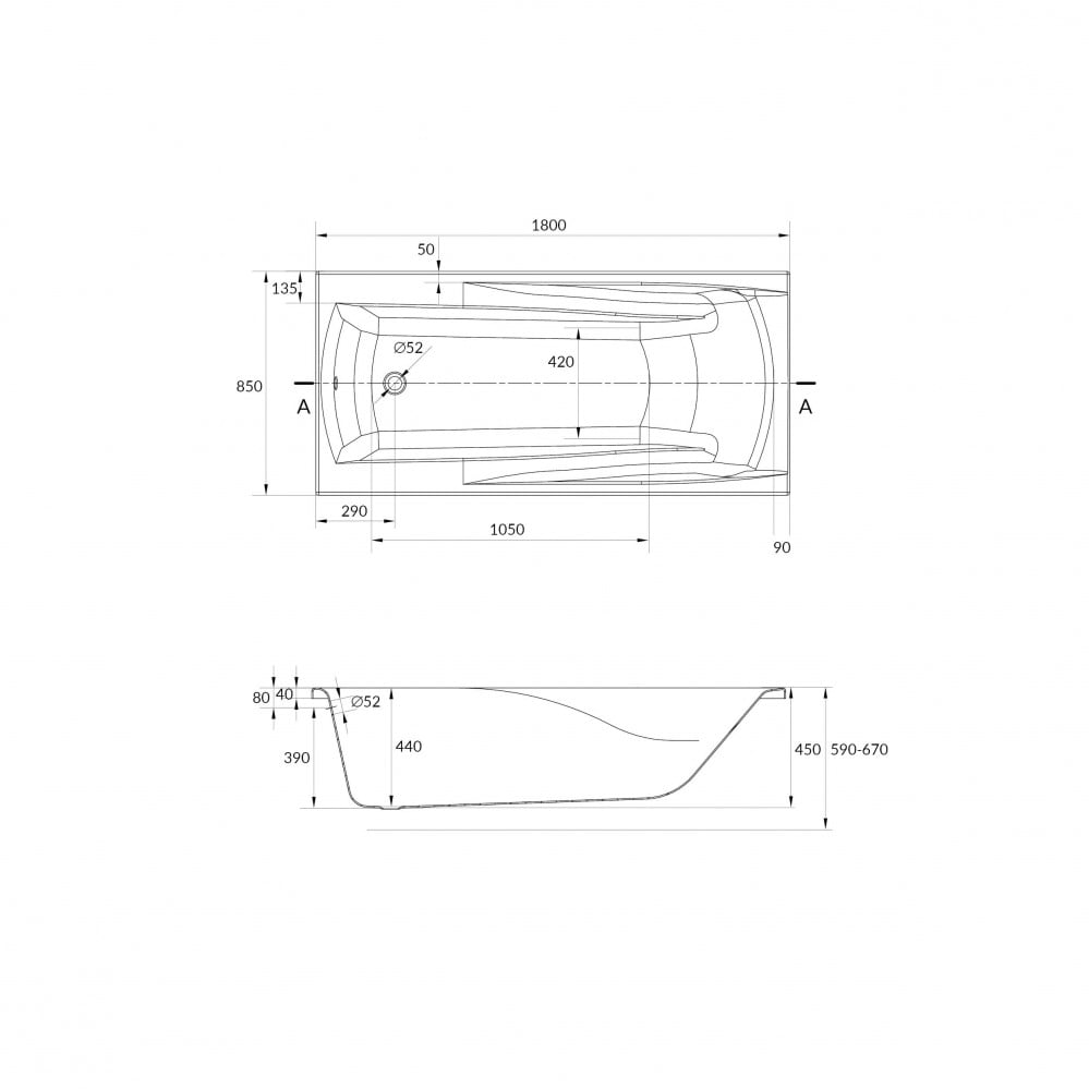 Ванна прямокутна Zen 180x85, Cersanit - Зображення 171981-1949d.jpg