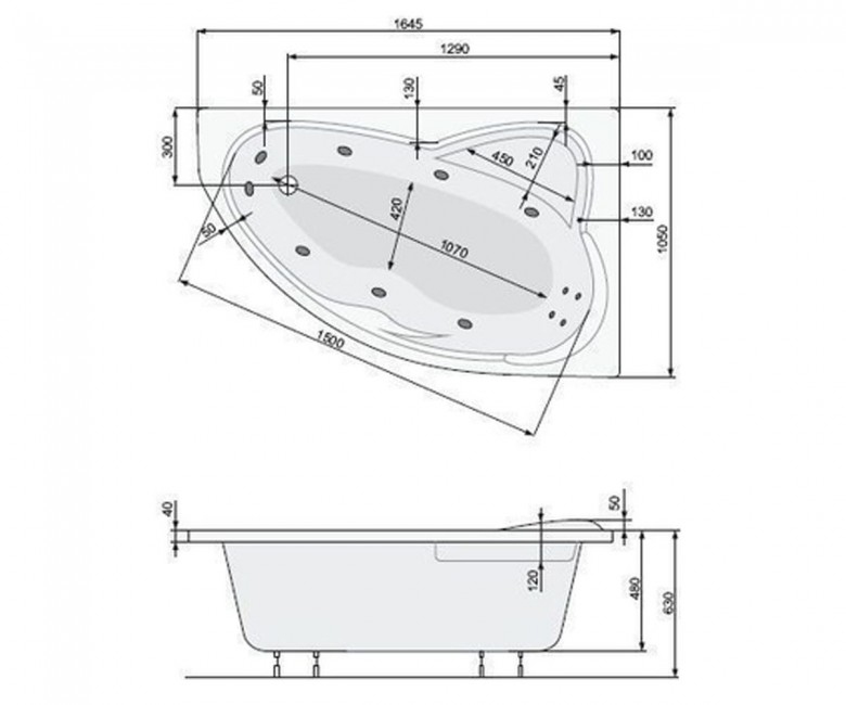 Ванна асиметрична права Europa 165x105, POOL SPA - Зображення 171983-6b73e.jpg