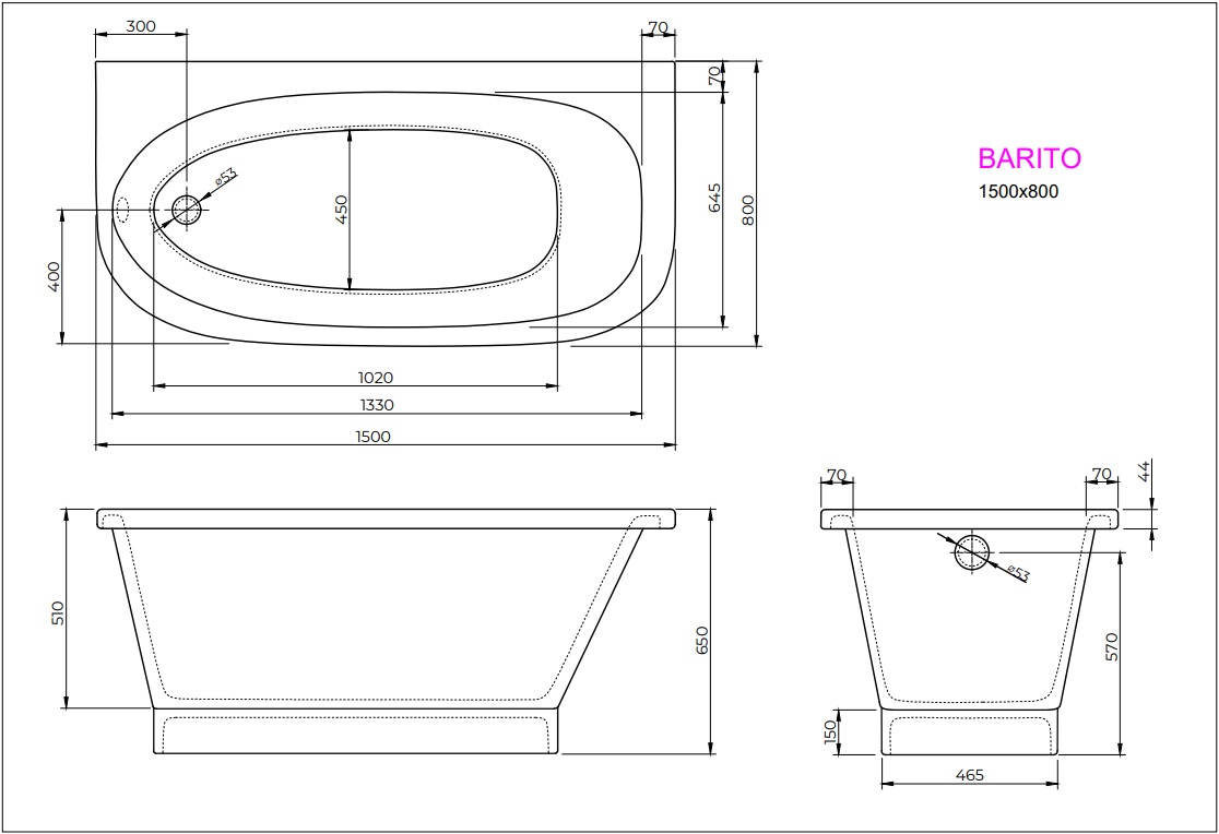 Ванна BARITO 150x80 White StudioStone - Зображення 171989589-b9fae.jpg