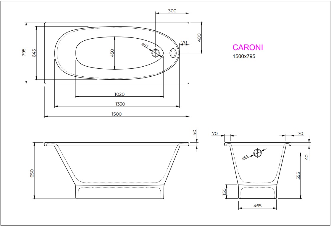 Ванна CARONI 150x80 White StudioStone - Зображення 171989604-8a7d9.jpg