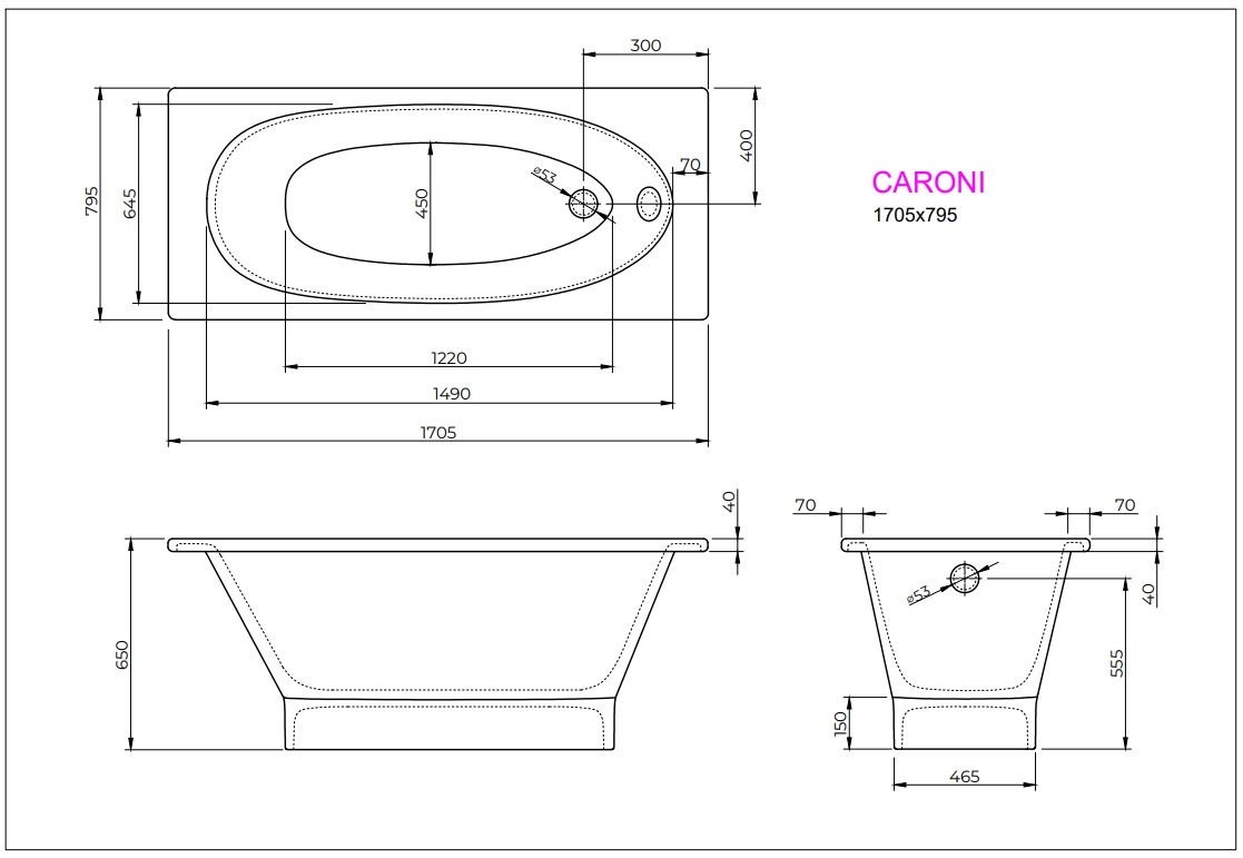 Ванна CARONI 170x80 White StudioStone - Зображення 171989608-e9283.jpg