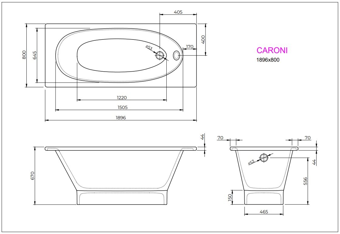 Ванна CARONI 190x80 White StudioStone - Зображення 171989623-f4da5.jpg