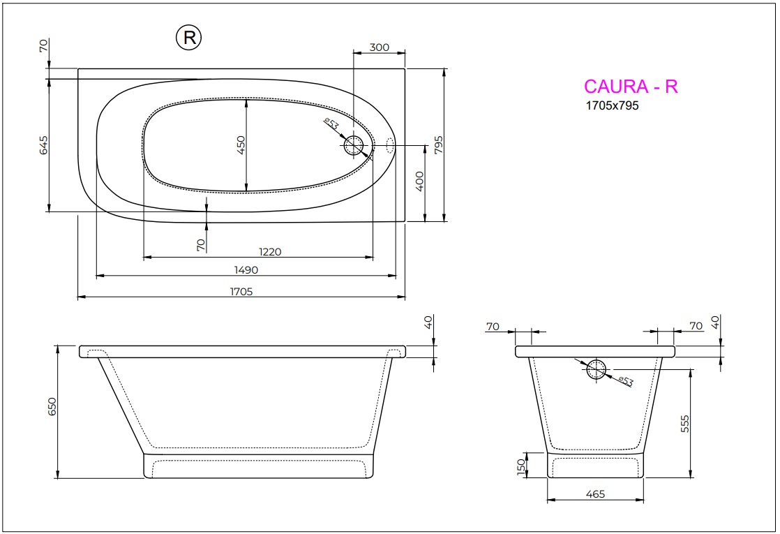 Ванна CAURA R 170x80 White StudioStone - Зображення 171989629-ca0ed.jpg