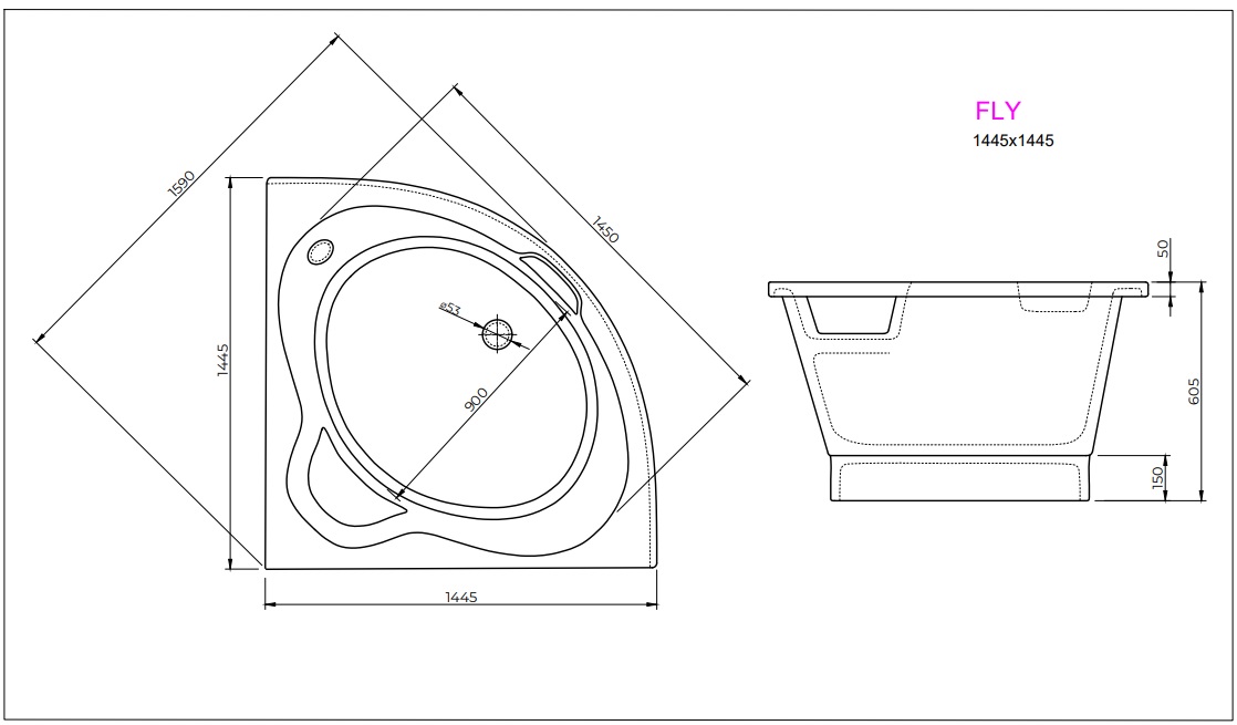 Ванна FLY 145x145 White StudioStone - Зображення 171990325-08edc.jpg