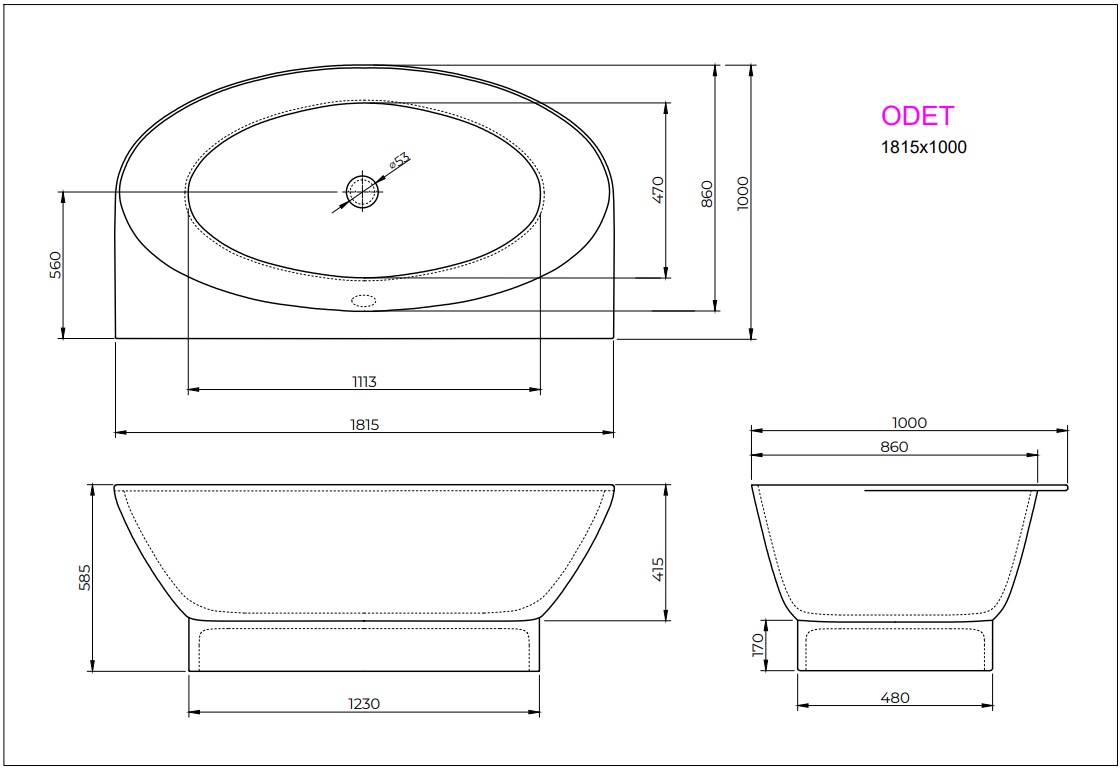 Ванна ODET 181x100 White StudioStone - Зображення 171990351-ef46c.jpg