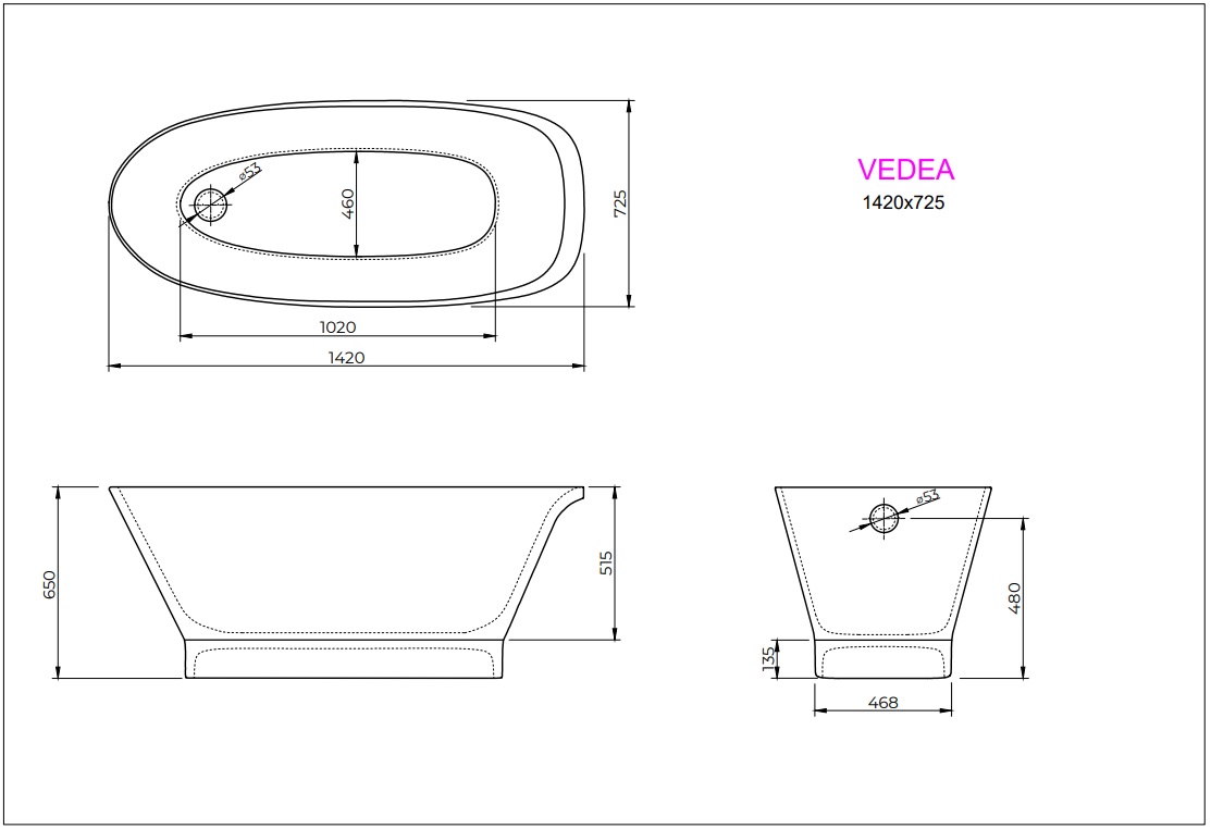 Ванна VEDEA 142x72 White StudioStone - Зображення 171990386-c2f19.jpg
