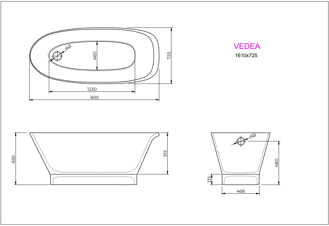 Ванна VEDEA 161x73 White StudioStone - Зображення 171990389-2ed86.jpg