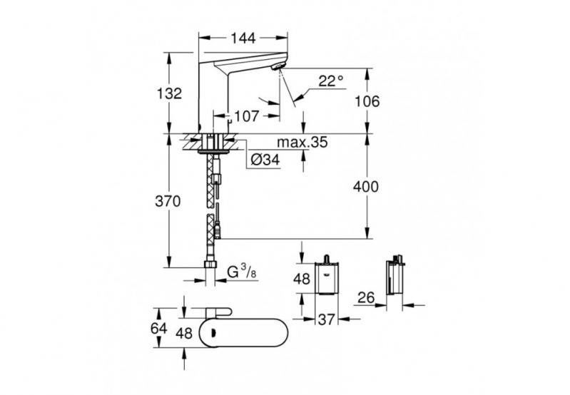 Змішувач для умивальника електронний Eurosmart Cosmopoliten E (36327001), Grohe - Зображення 172575-cde45.jpg
