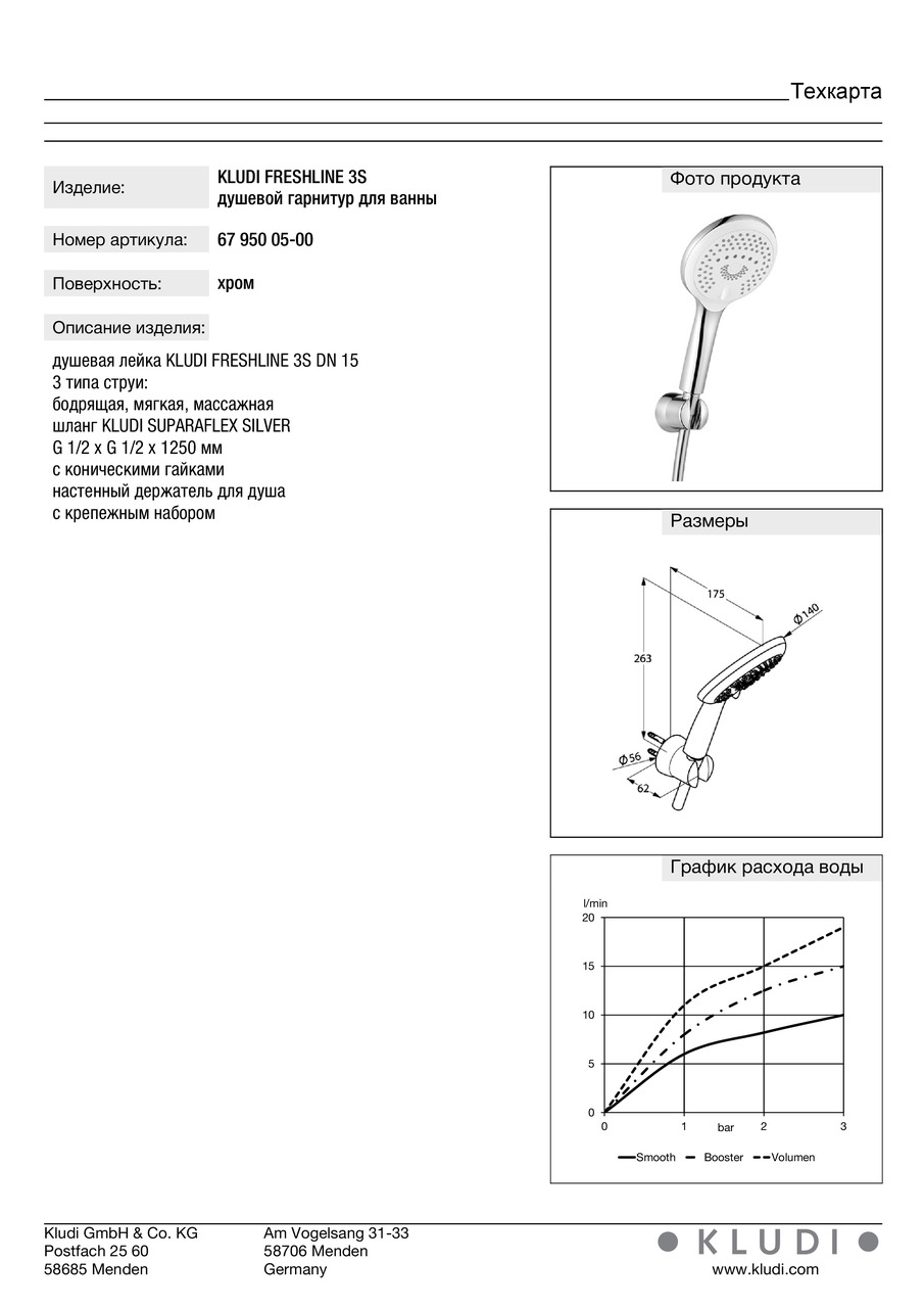 Душовий набір 3S Freshline (6795005-00), Kludi - Зображення 172589-cc83a.jpg