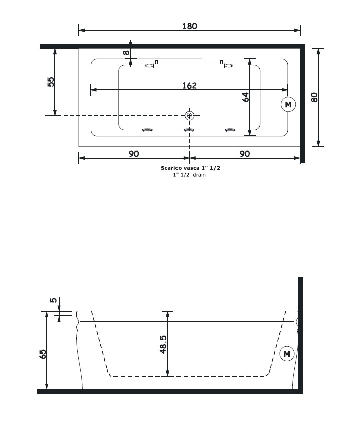 Ванна прямоугольная правая Blanque 1880 180×80 (V1681XBN7FSS), Treesse - Зображення 172676-82392.jpg