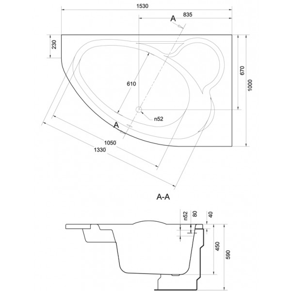 Ванна асиметрична права Kaliope 153x100, Cersanit - Зображення 172716-81dd6.jpg