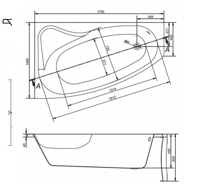 Ванна асиметрична ліва Sicilia 170x100, Cersanit - Зображення 172720-6d016.jpg