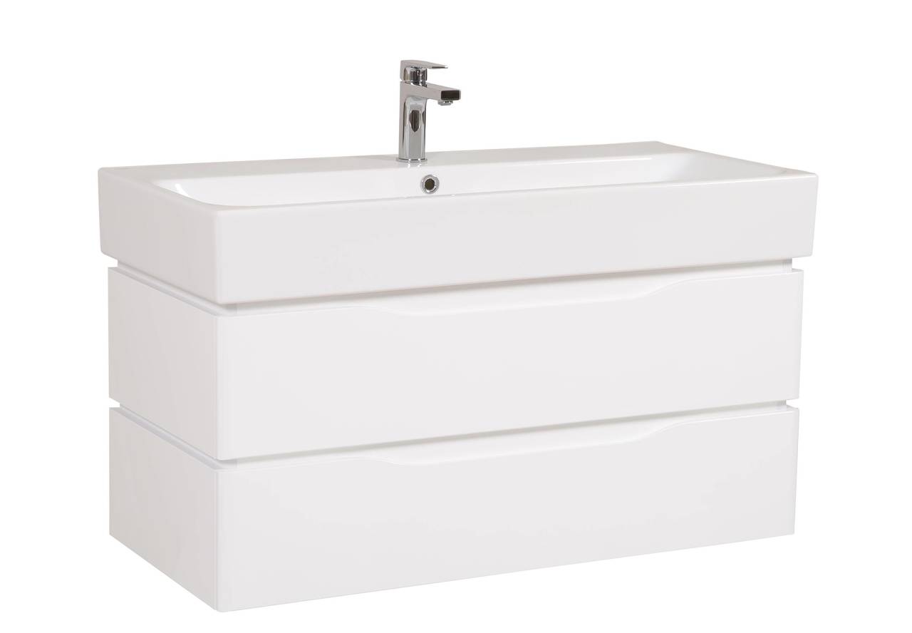 Шкафчик с умывальником подвесной Венеция Белая Пинто 100, Аква Родос - Зображення
