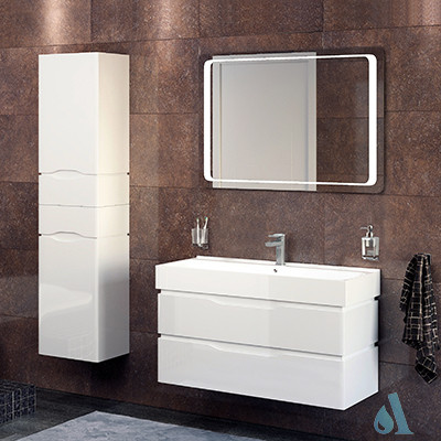 Шафка з умивальником підвісна Венеція Біла Пінто 100, Аква Родос - Зображення 172738-b79d2.jpg